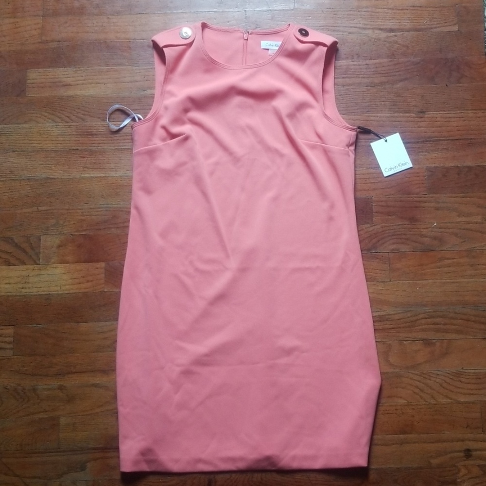 BUTTON NECK SHEATH DRESS